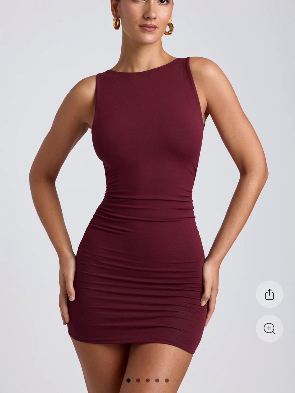 OH POLLY- Modal high neck open back mini dress- Plum
